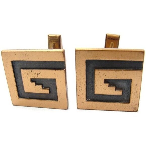 Modernist Copper Cufflinks Square Shirt Accessories Wedding Pat Pending Vintage - Picture 2 of 12